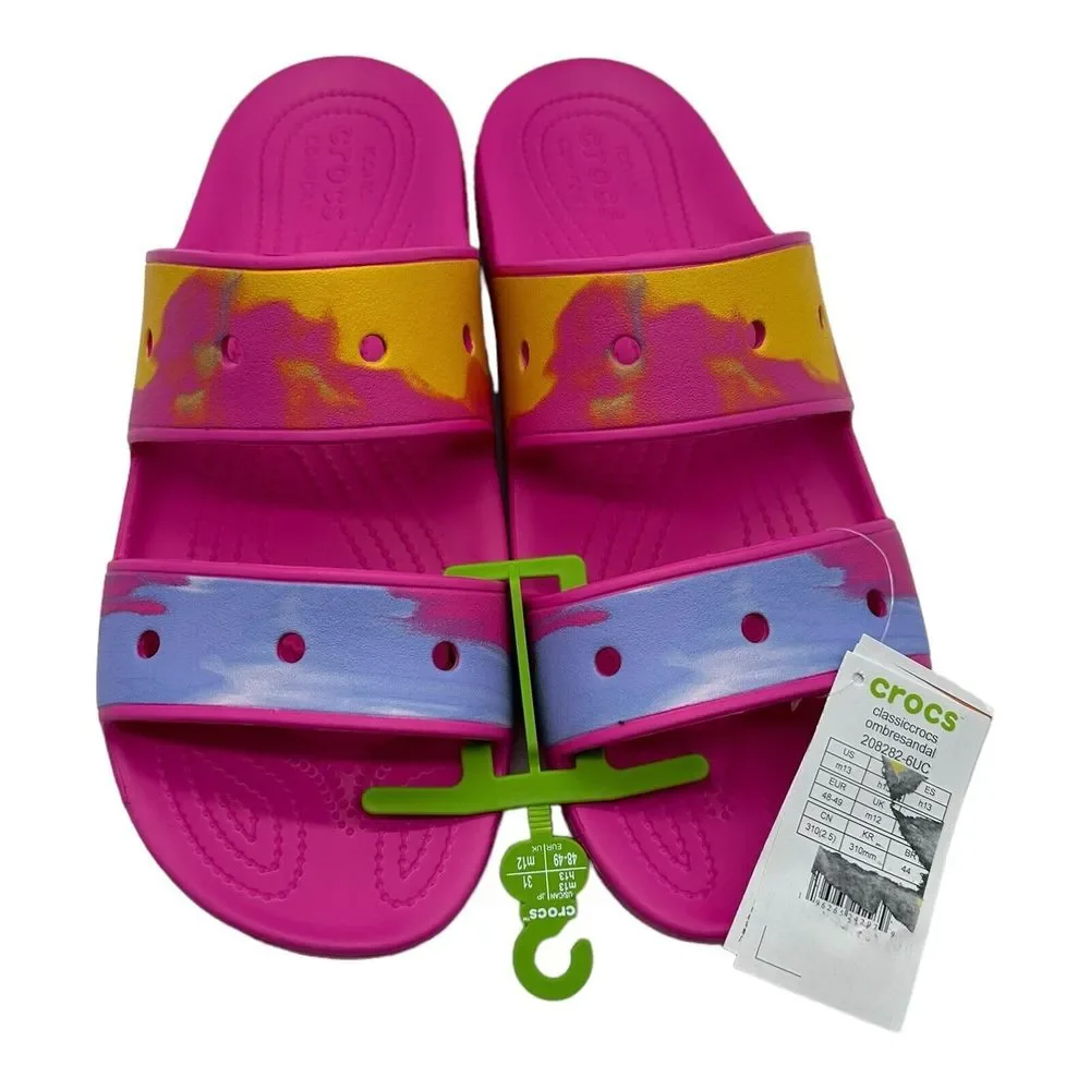Crocs Classic Ombre Adult‎ Slide Sandals Size M13/W15 Pink Blue NWT
